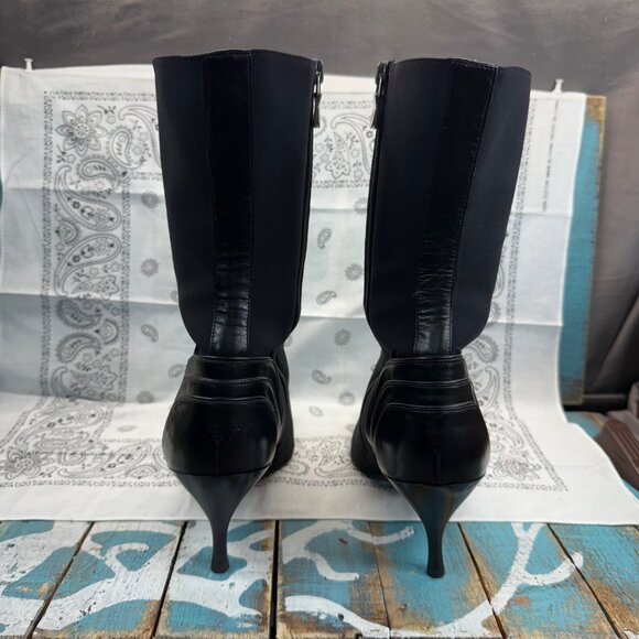 DONALD J. PLINER Black Leather & Textile Detail Mid-Calf/Ankle Boots Womans 8.5M - Picture 5 of 12